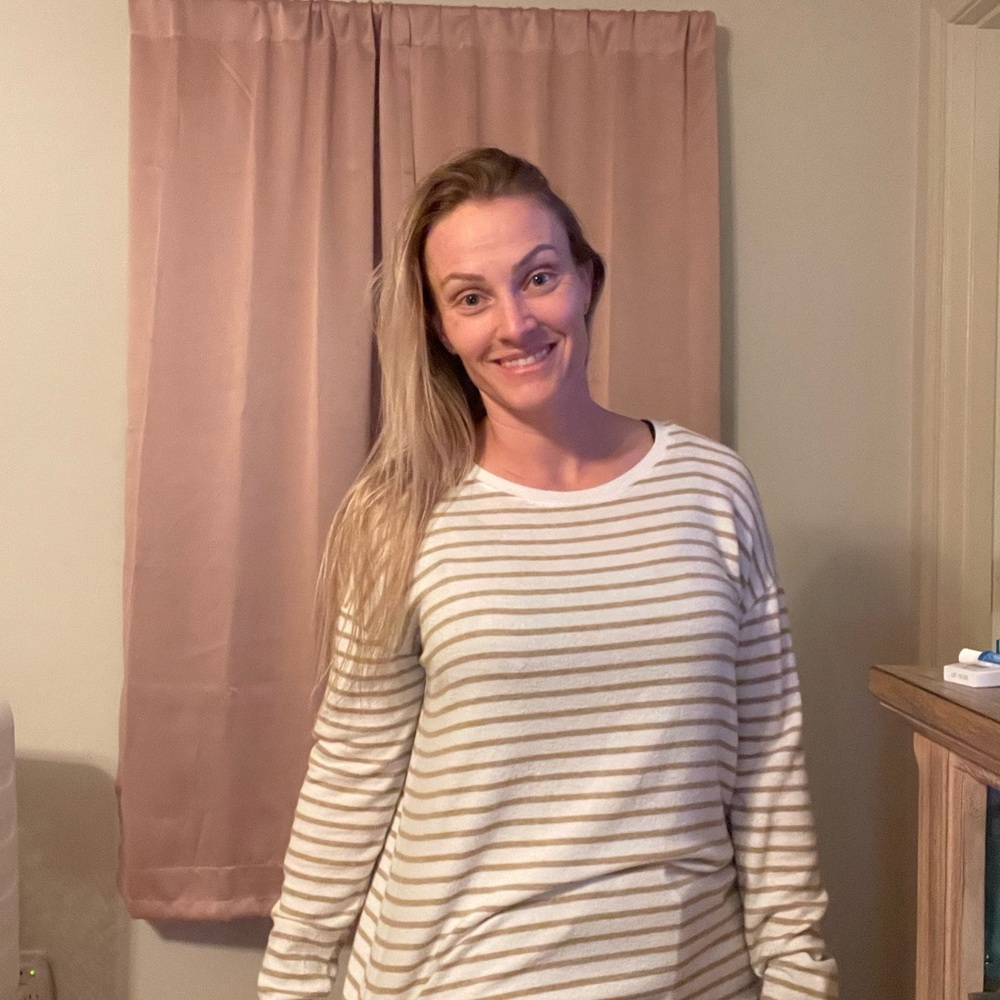 A New Day Beige and White Striped Top